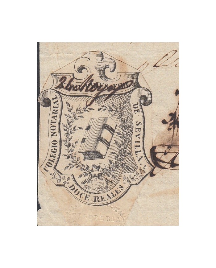 E5127 SPAIN ESPAÑA. REVENUE COLEGIO NOTARIAL SEVILLA. 1874. 12 R.
