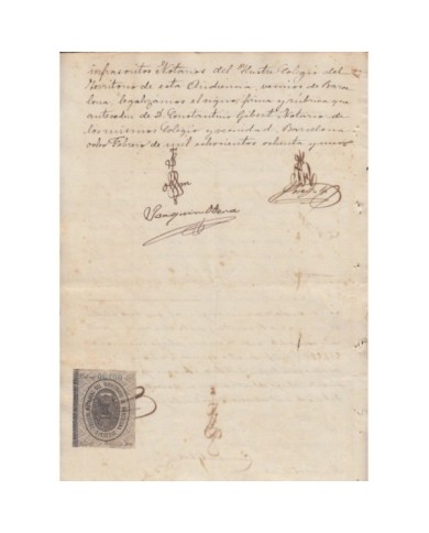 E5130 SPAIN ESPAÑA. REVENUE COLEGIO NOTARIAL BARCELONA. 1881. 3 PTAS.