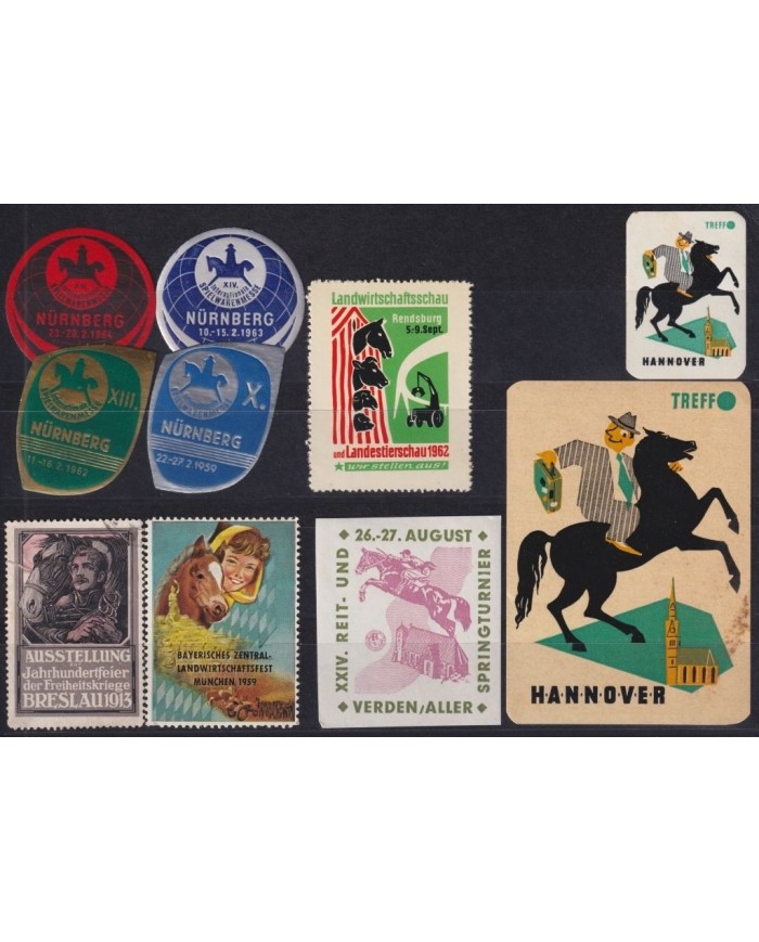 F-EX19116 GERMANY CINDERELLA HORSE CABALLOS EQUINOS STAMPS LOT