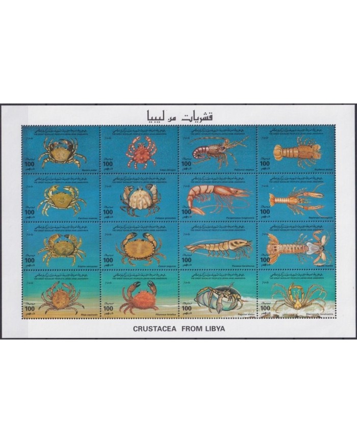 F-EX2002 LIBYA LIBIA MNH CRUSTACEAN CRAB SHELL FISH SEA MARINE LIFE BLOCK 16.
