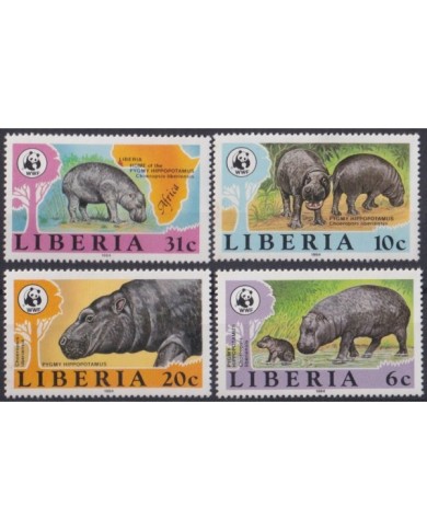 F-EX19503 LIBERIA MNH 1984 SEA WWF WILDLIFE PIGMY HIPPOPOTAMUS HIPOPOTAMO