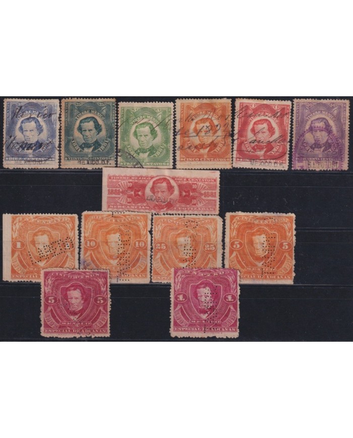 F-EX17119 MEXICO REVENUE 1884-85 DOCUMENTOS, MERCANCIAS, ADUANAS CUSTOM LOT