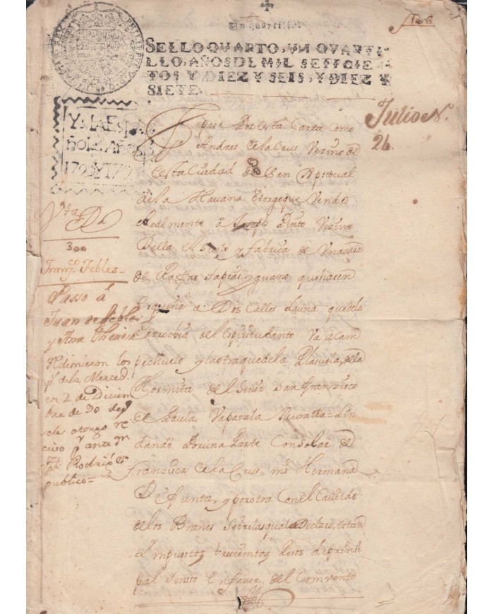 E6089 SANTO DOMINGO SPAIN ESPAÑA 1666-1792. HOUSE SALES. RARE SEALLED PAPER REVENUE.