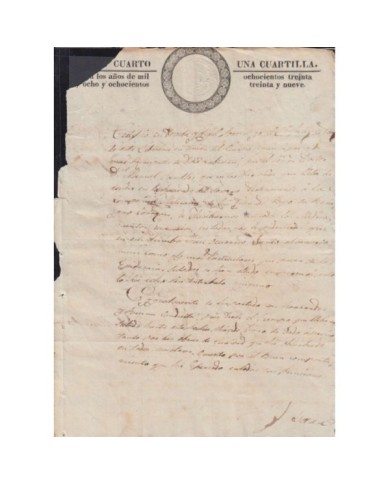 E6122 MEXICO 1839 REVENUE SEALLED PAPER. SELLO 4to.