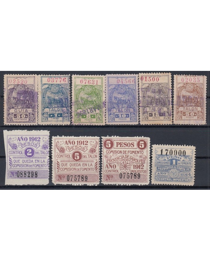 F-EX7376 ARGENTINA LOCAL REVENUE SANTA FE PROVINCE. CONTRIBUCION 1896-1912.