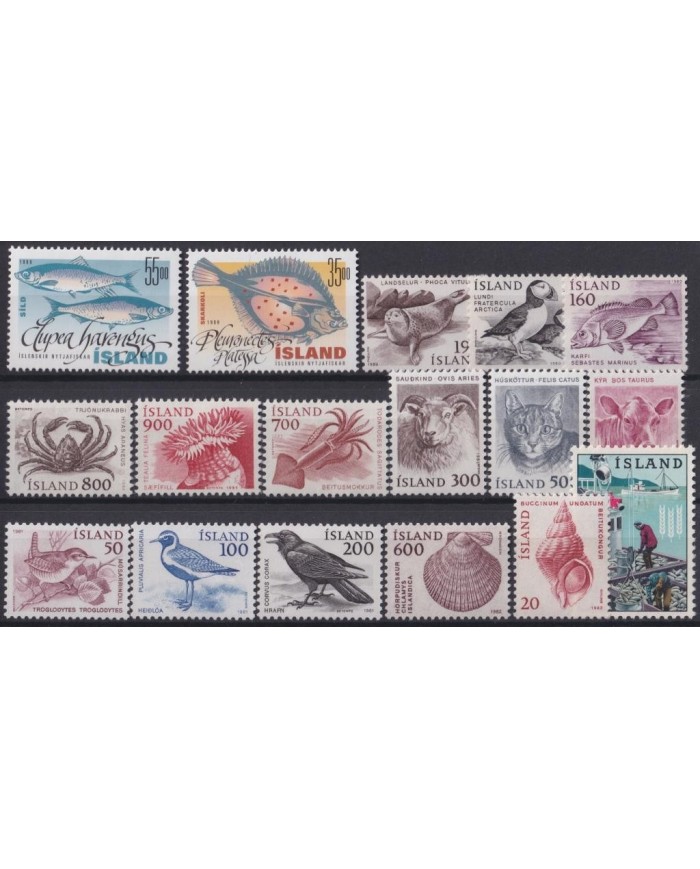 F-EX19005 ICELAND ISLAND MNH FAUNA BIRDS SHELL OCTOPUS CAT PUFFIN BIRD