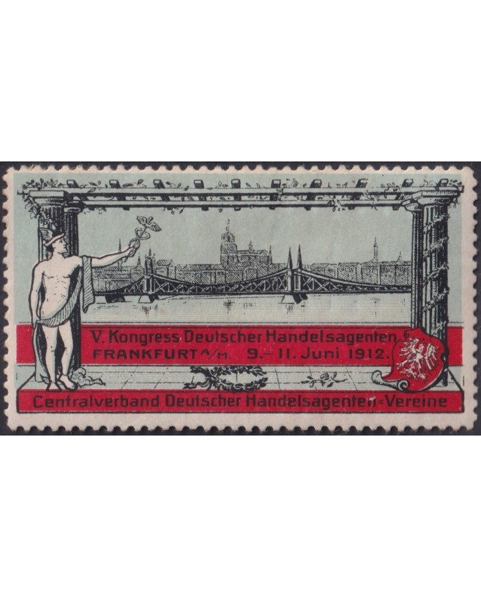 F-EX19065 GERMANY CINDERELLA 1912 60x35mm ART NOVEAU BRIDGE NO GUM.