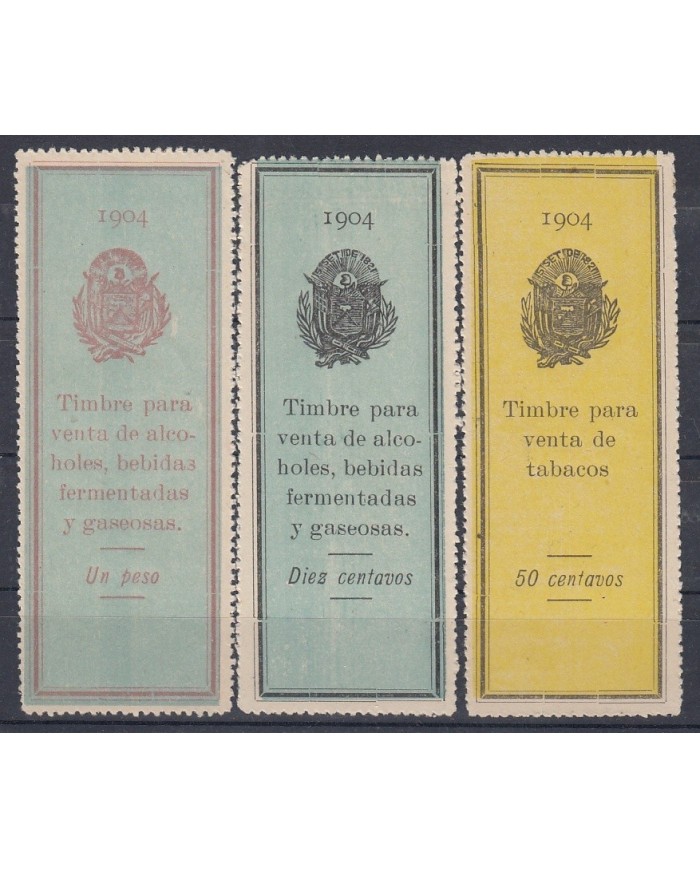F-EX7351 EL SALVADOR REVENUE 1904 NO GUM. TOBACCO AND ALCOHOLIC WINE LICOUR.