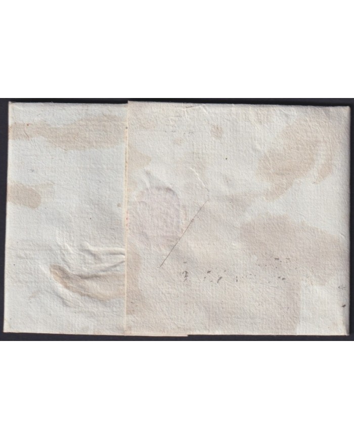 F-EX19129 SPAIN 1815 DESINFECTED BARCELONA TO PORTUGAL 1 CUT + IMMERATION IN VINEGAR.