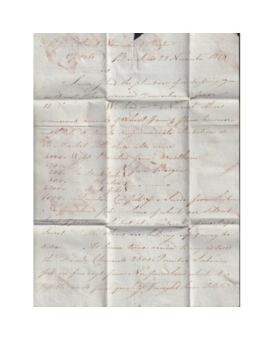 F-EX19129 SPAIN 1815 DESINFECTED BARCELONA TO PORTUGAL 1 CUT + IMMERATION IN VINEGAR.
