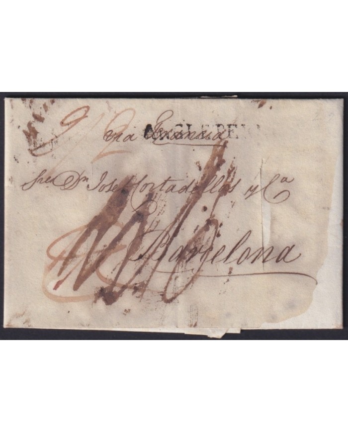 F-EX19131 ENGLAND UK 1819 DESINFECTED TO SPAIN 2 CUT + IMMERATION IN VINEGAR.