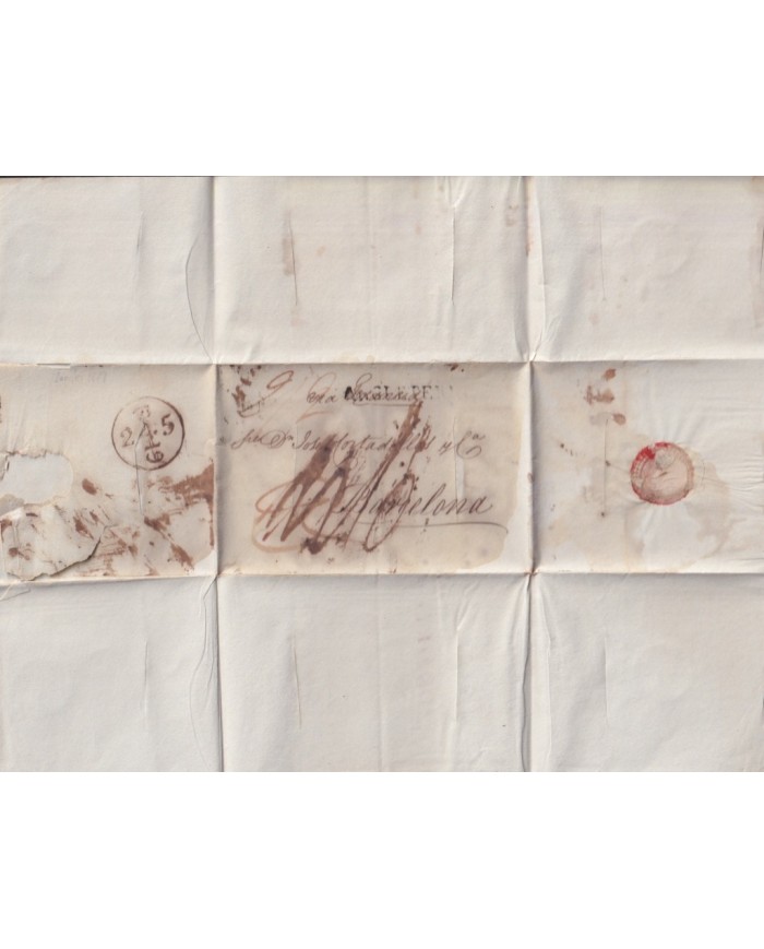 F-EX19131 ENGLAND UK 1819 DESINFECTED TO SPAIN 2 CUT + IMMERATION IN VINEGAR.