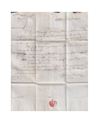 F-EX19132 FRANCE 1822 DESINFECTED MAIL TO SPAIN 2 CUT + IMMERATION IN VINEGAR.