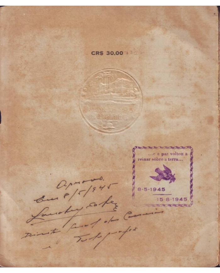 E4574 BRAZIL IMPERFORATED PROOF VICTORY SET 1945