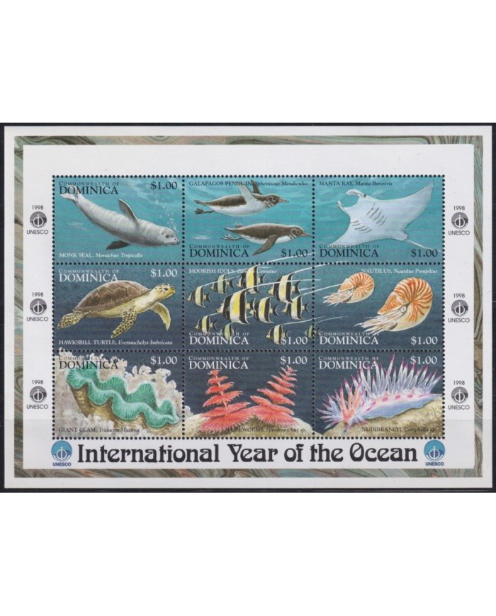 F-EX19547 DOMINICA MNH 1998 SEA MARINE LIFE WILDLIFE YEAR OF OCEAN WHALE