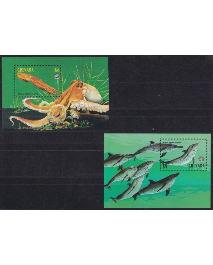 F-EX19538 GRENADA MNH 1998 SEA MARINE LIFE DOLPHIN OCTOPUS OCEAN YEAR.