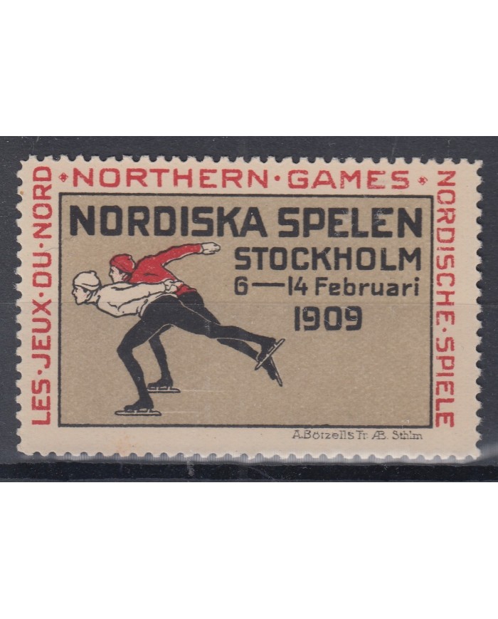 F-EX7078 SWEDEN SUEDE SVERIGE CINDERELLA 1909 WINTER SPORT HOCKEY SKI MNH