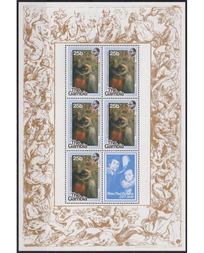 F-EX19551 GAMBIA MNH 1977 ART RUBENS ART SPECIAL SHEET.