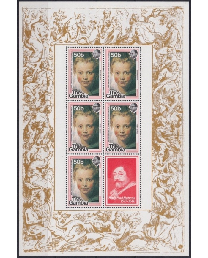F-EX19551 GAMBIA MNH 1977 ART RUBENS ART SPECIAL SHEET.