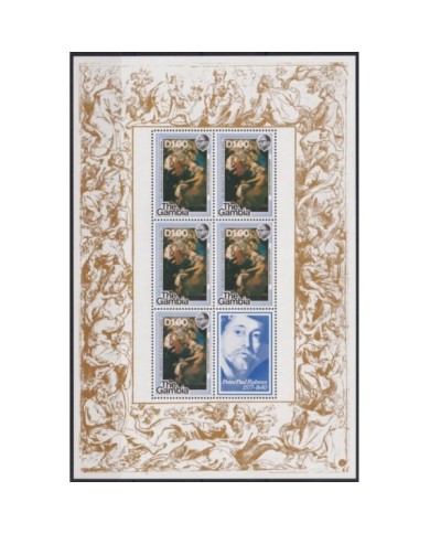 F-EX19551 GAMBIA MNH 1977 ART RUBENS ART SPECIAL SHEET.