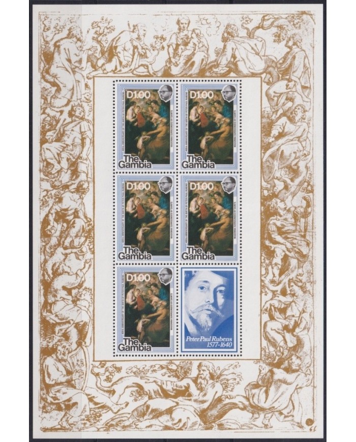 F-EX19551 GAMBIA MNH 1977 ART RUBENS ART SPECIAL SHEET.