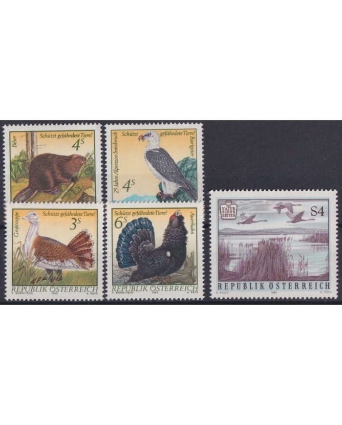 F-EX19718 AUSTRIA MNH 1982-84 FAUNA CASTOR EAGLE BIRD AVES PAJAROS