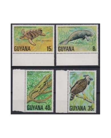F-EX20113 GUYANA MNH 1978 WWF WILDLIFE CONSERVATION LIZARD EAGLE TURTLE MANATI.