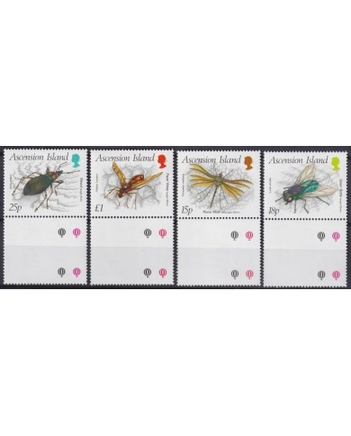F-EX20119 ASCENSION MNH 1989 INSECTS GREEN BOTTLE PLUME MOTH PAPER WASP.