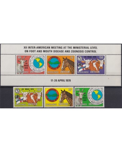 F-EX19585 NEDERLAND ANTILLES MNH 1979 FOOT ZOONOSIS CONTROL HORSE CAO BULL