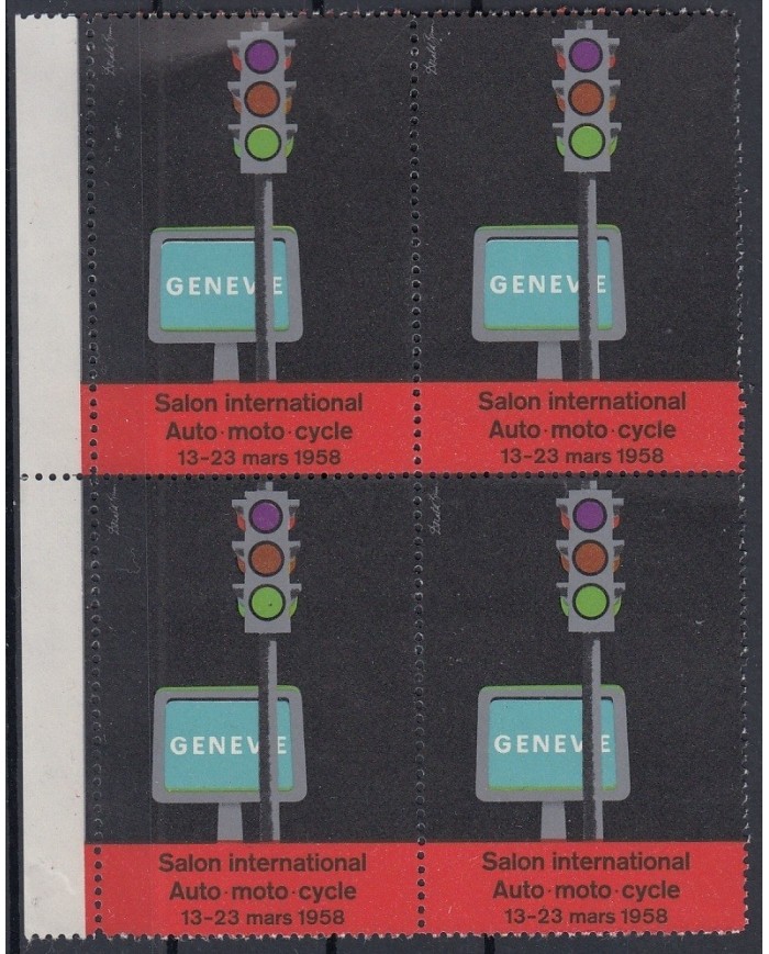 F-EX6611 SWITZERLAND CINDERELLA 1958 SALON AUTOMOVIL CAR RACING GENEVE MNH