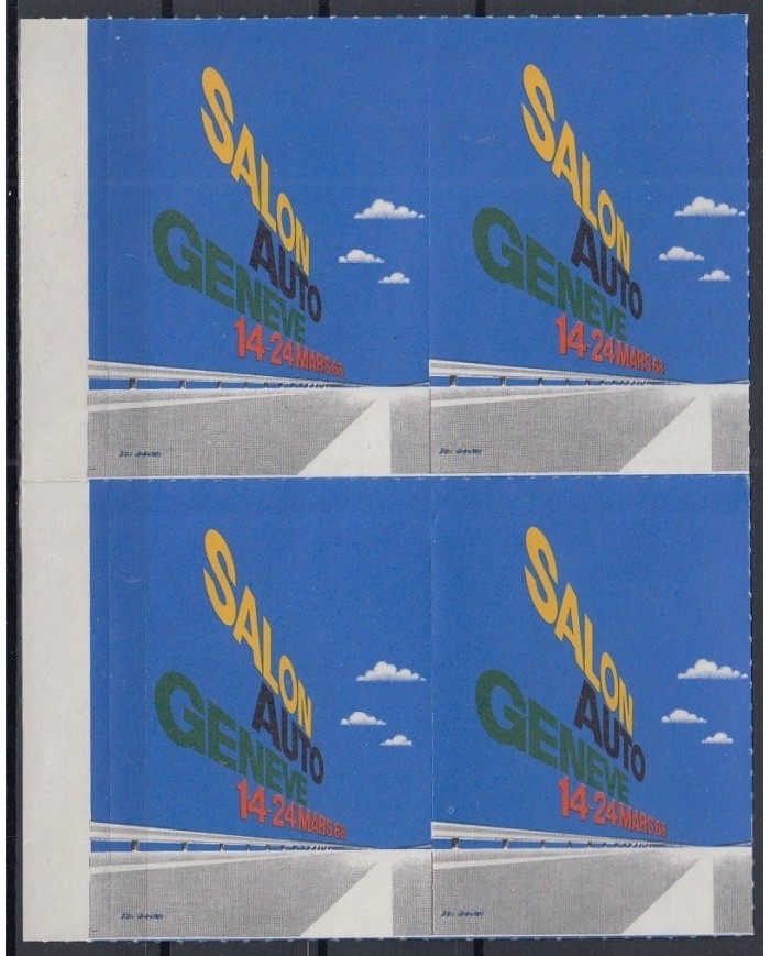 F-EX6615 SWITZERLAND CINDERELLA 1966 SALON AUTOMOVIL CAR RACING GENEVE MNH.
