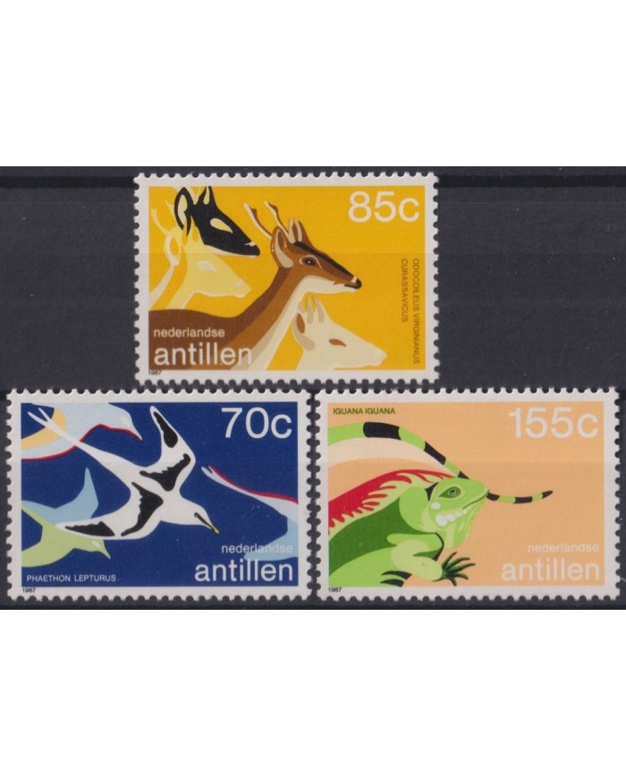 F-EX20360 NEDERLAND ANTILLES MNH DEER ANTELOPE IGUANA BIRD AVES PAJAROS.