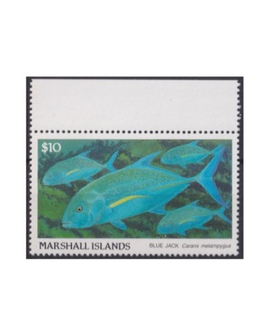 F-EX20480 MARSHALL IS MNH 1989 10$ SEA MARINE WILDLIFE FISH PECES BLUE JACK