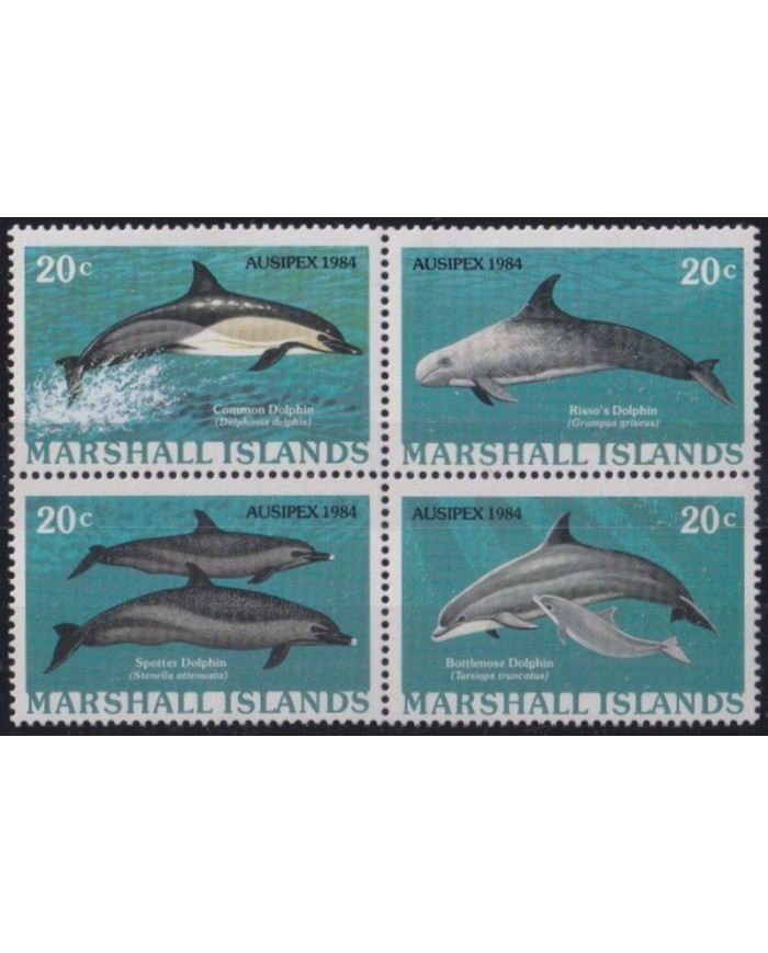 F-EX20481 MARSHALL IS MNH 1984 SEA MARINE WILDLIFE FISH PECES DELFINES DOLPHIN
