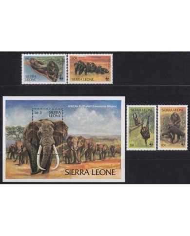 F-EX20679 SIERRA LEONE MNH 1983 WWF AFRICA WILDLIFE MAMMALS MONKEY ELEPHNAT CAT.