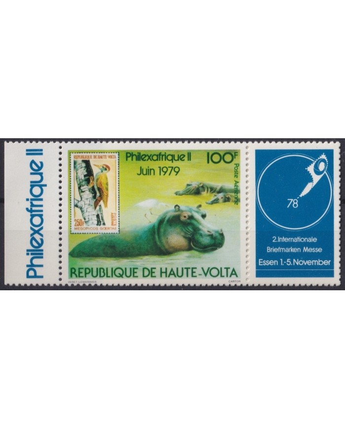 F-EX20751 HAUTE VOLTA UPPER VOLTA MNH 1978 ESSEN EXPO MAMMALS HIPOPOTAMUS.