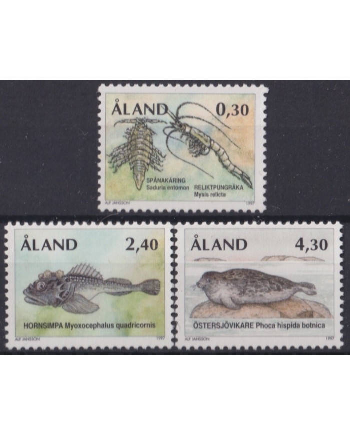 F-EX20716 ALAND IS MNH 1997 MARINE WILDLIFE ICE AGE SURVIVALS PREHISTORICAL FISH.