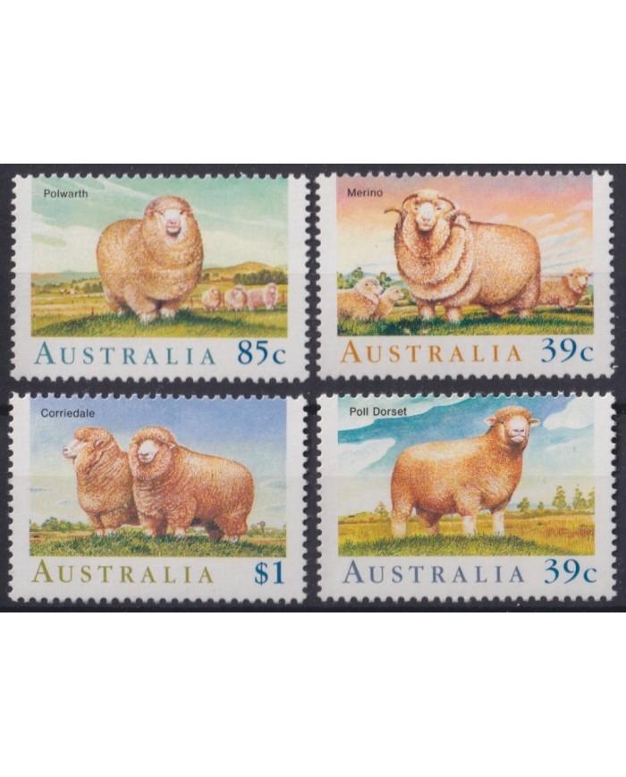 F-EX20790 AUSTRALIA MNH 1989 FAUNA MAMMALS SHEEP OVEJAS MERINO POLL DORSET POLWARTH.