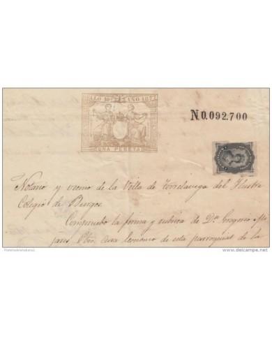 E186 ESPAÑA SPAIN SOCIEDAD DEL TIMBRE DOC. 1877. SANTANDER