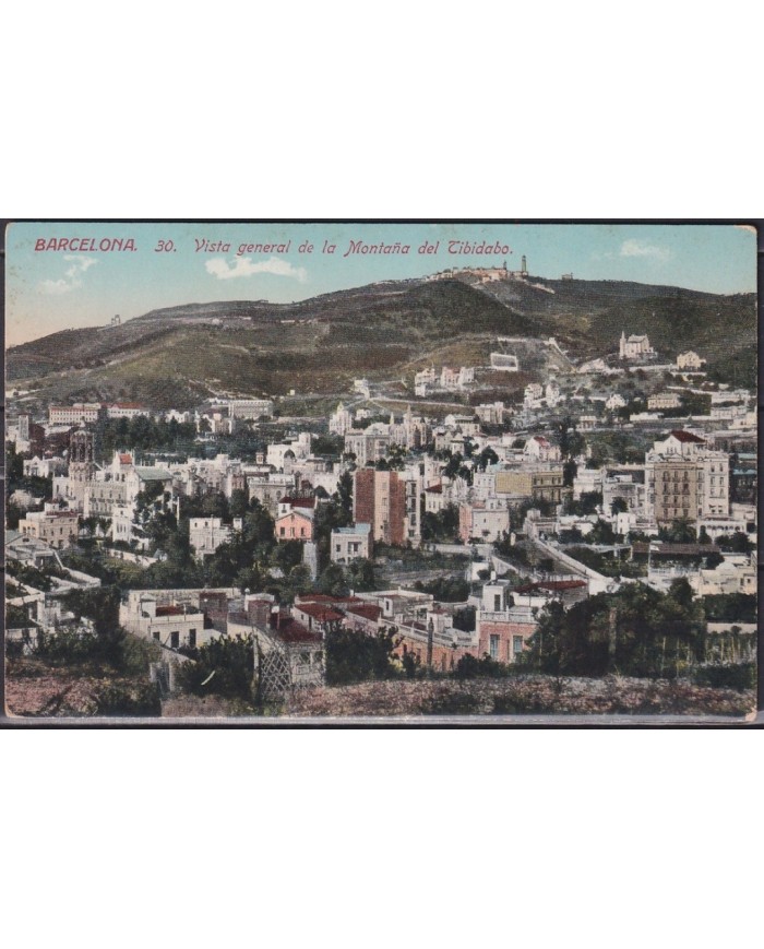 F-EX18903 ESPAÑA SPAIN POSTCARD CIRCA 1920 BARCELONA TIBIDABO & CITY