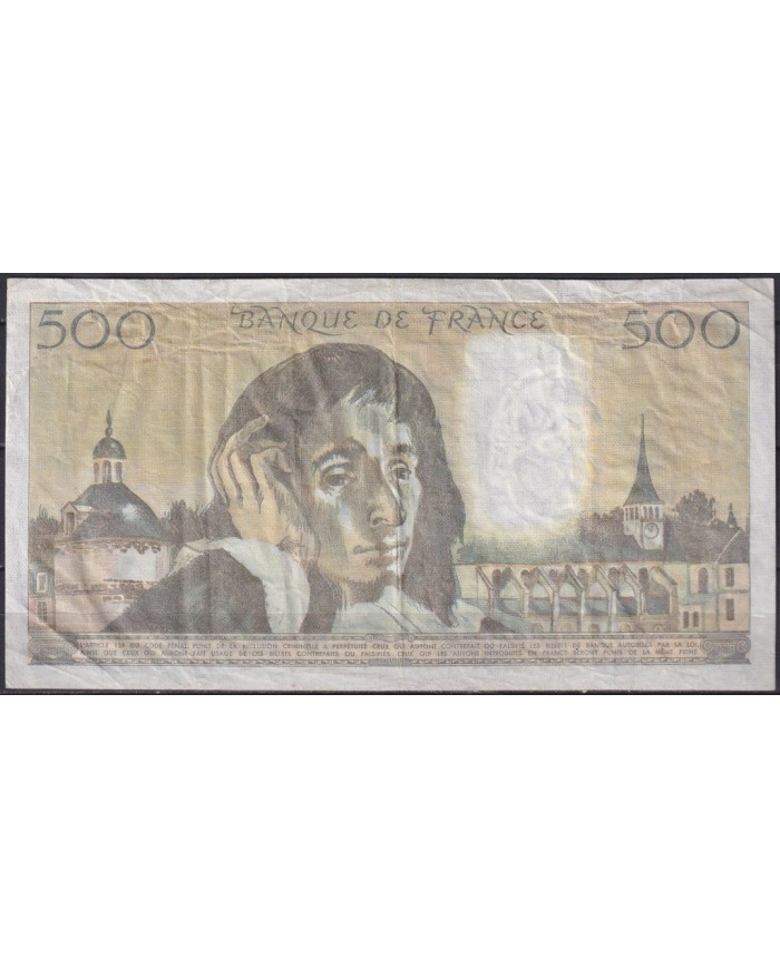 F-EX18894 FRANCE 1984 500fr BLAS PASCAL NO PIN HOLE
