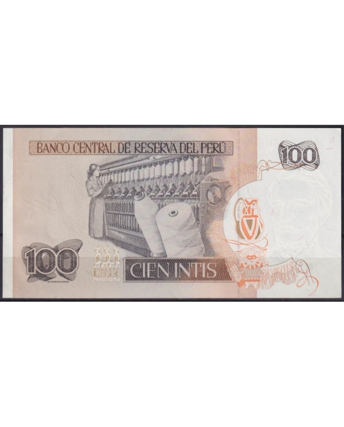 F-EX18958 PERU 100 INTIS 1983 BANKNOTE.