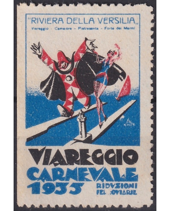 F-EX18931 ITALY ITALIA CINDERELLA 1935 NO GUM VIAREGGIO CARNIVAL CARNAVAL ARLEQUIN.