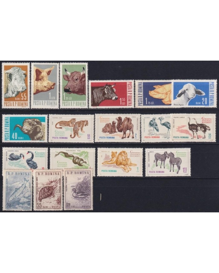 F-EX19050 ROMANIA RUMANIA MH FAUNA ZOO LION CAO BUFF SNAKE TORTLE PAJAROS BIRD AVES.