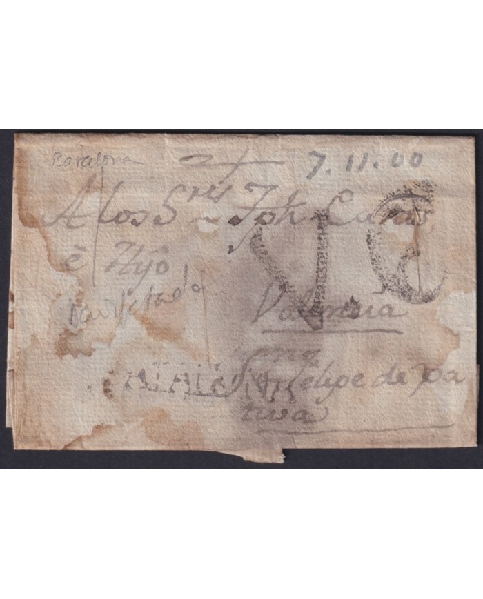 F-EX19123 SPAIN 1800 DESINFECTED CATALUÑA TO JATIVA 2 CUT + IMMERATION IN VINEGAR.