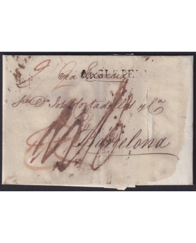 F-EX19131 ENGLAND UK 1819 DESINFECTED TO SPAIN 2 CUT + IMMERATION IN VINEGAR.