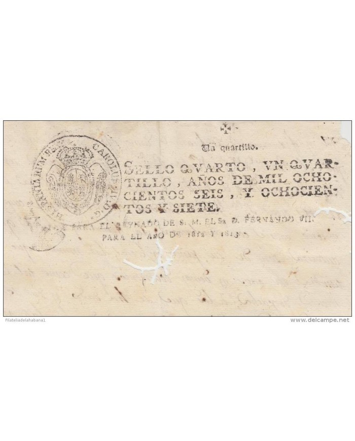 E162 ESPAÑA SPAIN SEALLED PAPER 1812-13 PUERTO RICO SURCHARGE