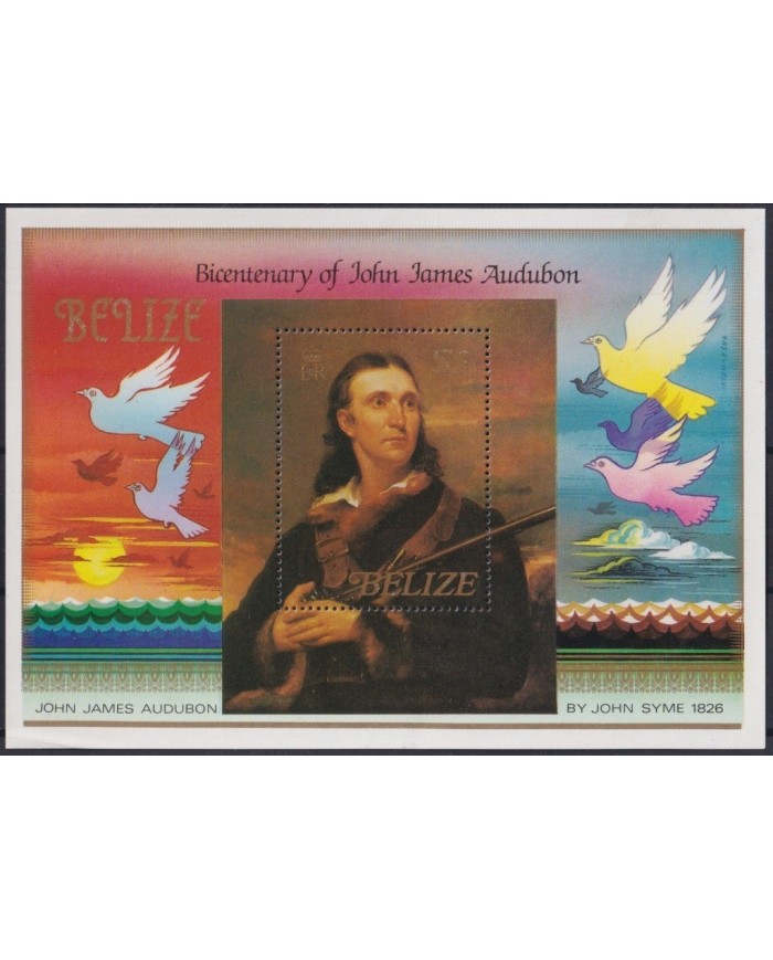 F-EX19436 BELIZE BELICE MNH HF 1985 AUDUBON SHEET AVES PAJAROS BIRD SET