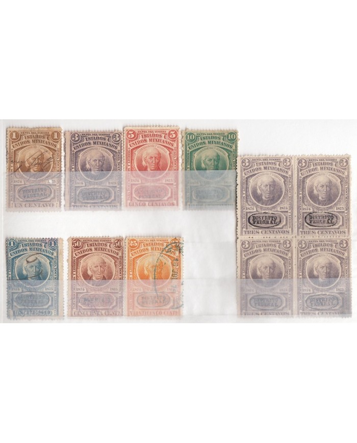 F-EX5024 MEXICO STAMPS LOT 1874-75. 1c-1p.