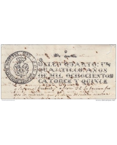 E161 ESPAÑA SPAIN SEALLED PAPER 1815 MEXICO SURCHARGE FERNANDO VII